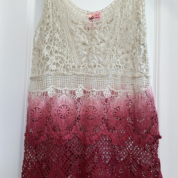 Crochet tank top ombré pink and cream top size small - Picture 2 of 3